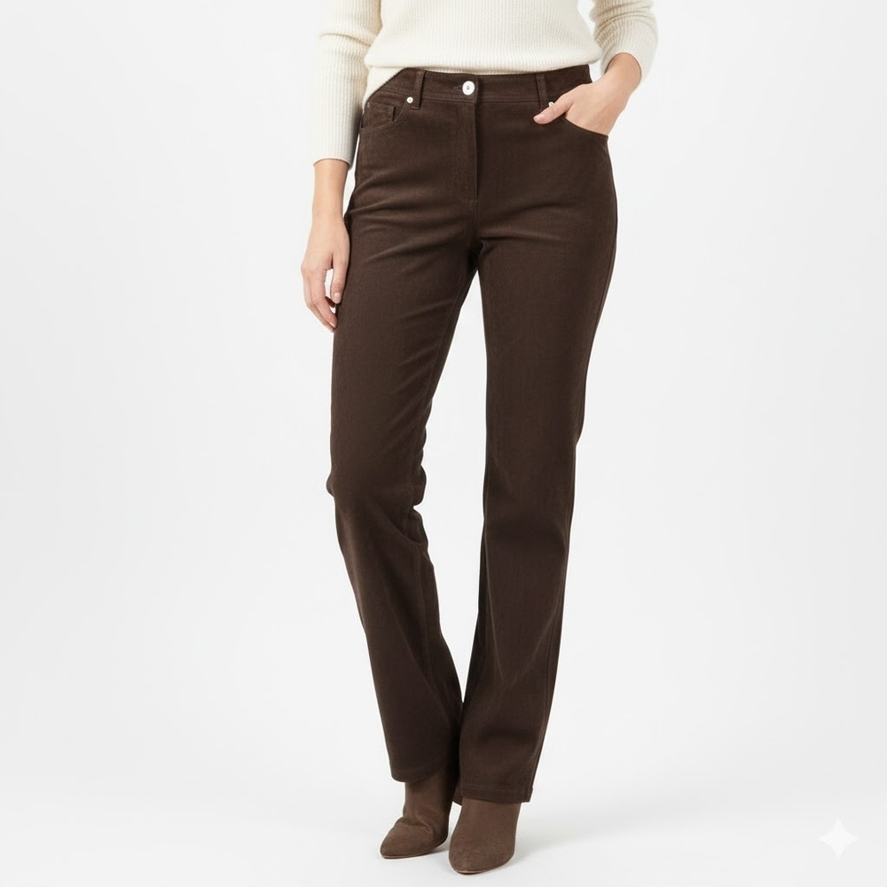 Vintage Faux Suede Straight Leg Pant High Rise Chocolate Brown Womens Size Large
